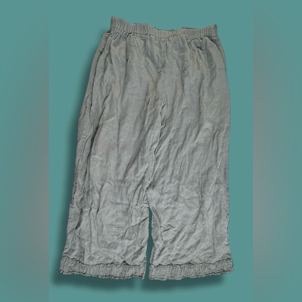 Heart’s Desire by Mary Grace Lagenlook Wide Leg Ruffle Bottom Linen Pants